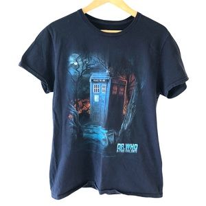 Mens Dr Who And The Daleks T Shirt Size Medium Blue Short Sleeve